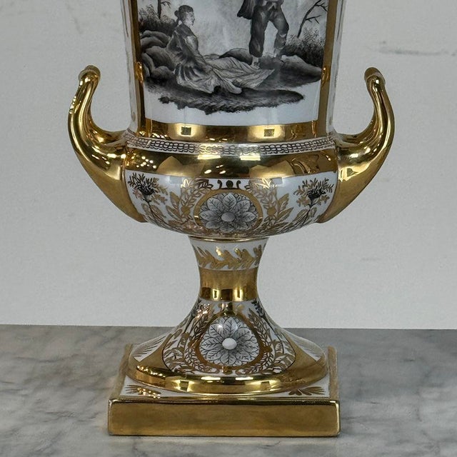 Pair Antique Ritzenhoff & Breker Neoclassical Porcelain Mantel Vases For Sale - Image 12 of 18