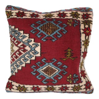 Handwoven Vintage Turkish Throw Rug Pillow Cushion Cover -22'' X 22'' For Sale
