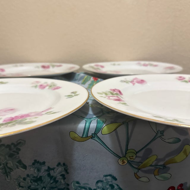Vintage Noritake "Rosa" Fine China Dinner Plates #5460 Set of 4, Pink Roses Gold Trim For Sale - Image 4 of 6