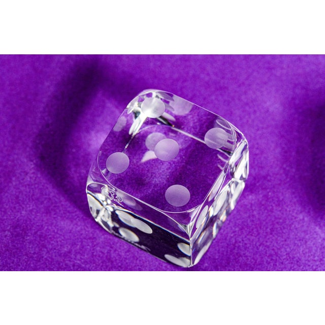 Pair of Large Decorative Vintage Baccarat Crystal Glass Dice Paperweight Display For Sale - Image 12 of 13