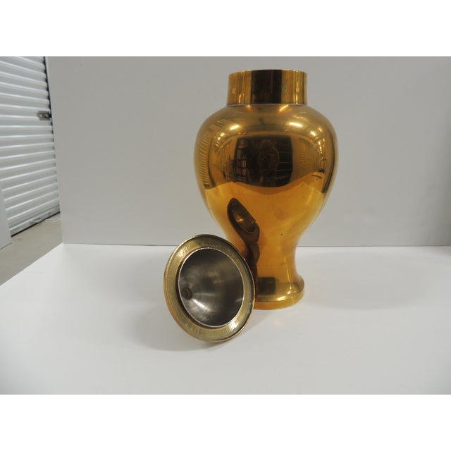 Late 20th Century Vintage Tall Polished Brass Ginger Jar Urn With Lid For Sale - Image 5 of 5