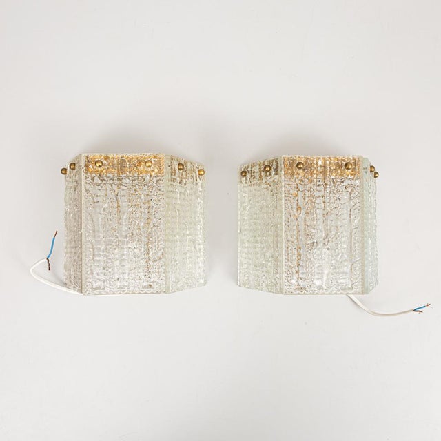 Swedish Wall Light in Glass and Brass from Orrefors, 1960s For Sale - Image 9 of 13