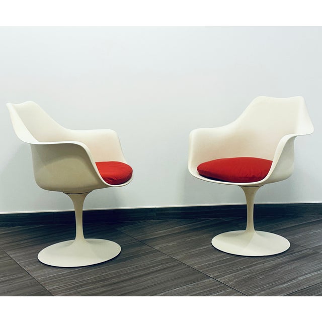 Knoll Authentic Eero Saarinen for Knoll Tulip Dining Arm Chairs 1956 Mid Century Modern For Sale - Image 4 of 10