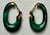 Metal 1970s Malachite and 14k Yellow Gold Elongated Hoop Earrings, a Pair - For Sale - Image 7 of 8