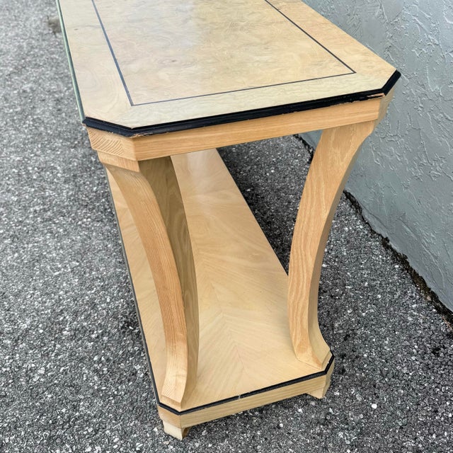 Vintage Art Deco Burlwood Console Table For Sale In West Palm - Image 6 of 12