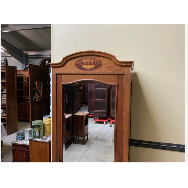 Wood Vintage Art Deco Narrow Wardrobe with Linen Compartment, 1930 For Sale - Image 7 of 8