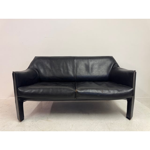 1980s CAB 415 Sofa in Black Leather by Mario Bellini for Cassina, 1980s For Sale - Image 5 of 18