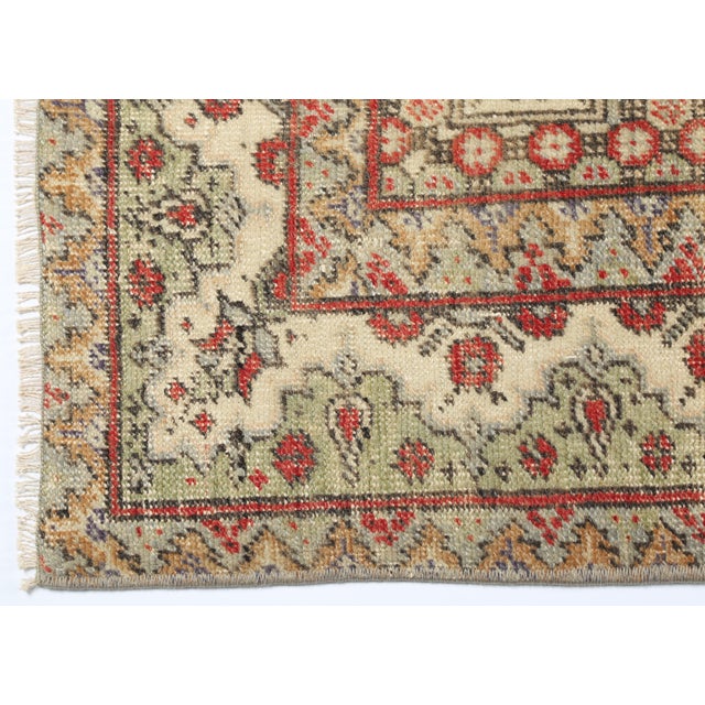 Art Deco Mid 20th Century Geometric Star Design Rug – Handwoven Turkish Wool on Cotton Floor Rug -3' 7'' X 5' 9'' For Sale - Image 3 of 12