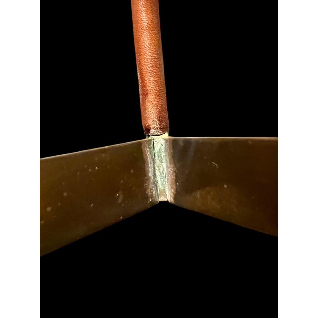 1950s Mid Century Modern Carl Aubock Glass Decanter with Brass & Leather Stand For Sale - Image 12 of 12