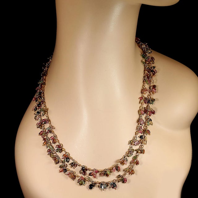 A 40‑inch strand of multicolor tourmaline dangles becomes an eye‑catching statement the moment you put it on. Each...