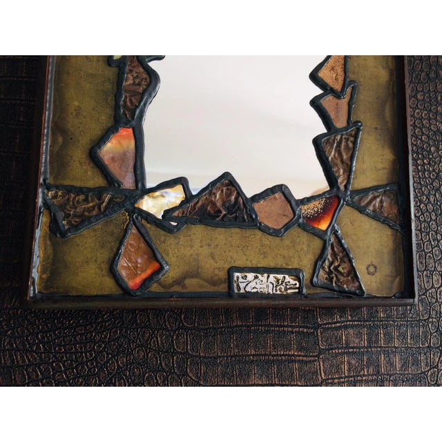 Mid-Century Modern Copper and Brass Mirror, 1960s For Sale - Image 3 of 10