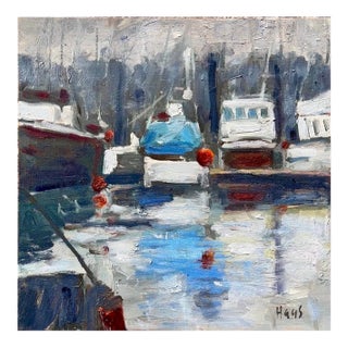 Noyo Harbor Reflections, Fort Bragg, Original Oil Painting For Sale