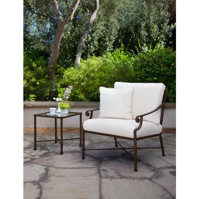 Brown Jordan Venetian Loveseat, Textured Pewter frame with Fusion Clay fabric For Sale - Image 9 of 11