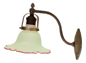 German Vaseline Glass Flower-Shaped Wall Light, 1890s