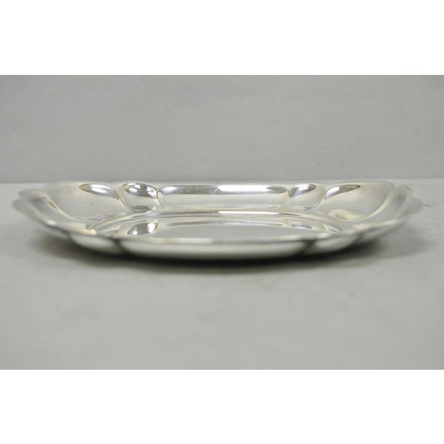 Silver Vintage Gorham Yc 644 Engraved Silver Plated Small Scalloped Serving Dish For Sale - Image 8 of 13