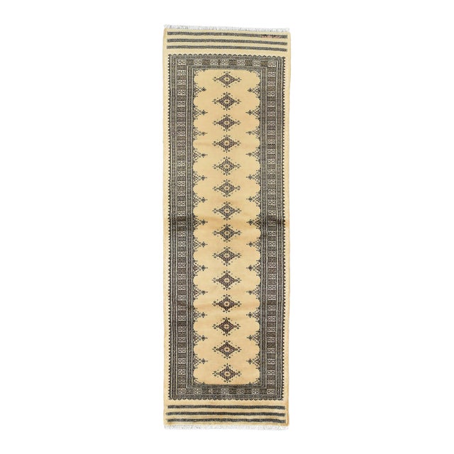 Bokhara Runner 2’7” X 7’11” Beige Wool Tribal Hand-Knotted Oriental Rug For Sale