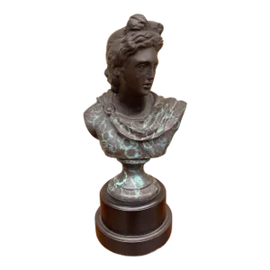 Classical Brass Verdigris Bust of Mythological Apollo Belvedere Sculpture
