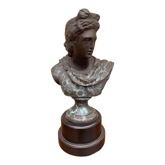 Classical Verdigris Brass Bust of Apollo Belvedere For Sale