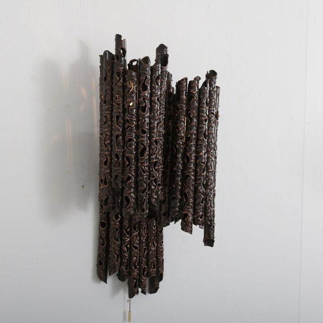 Vintage Brutalist Wall Lamp by Marcello Fantoni, 1960s For Sale - Image 5 of 11