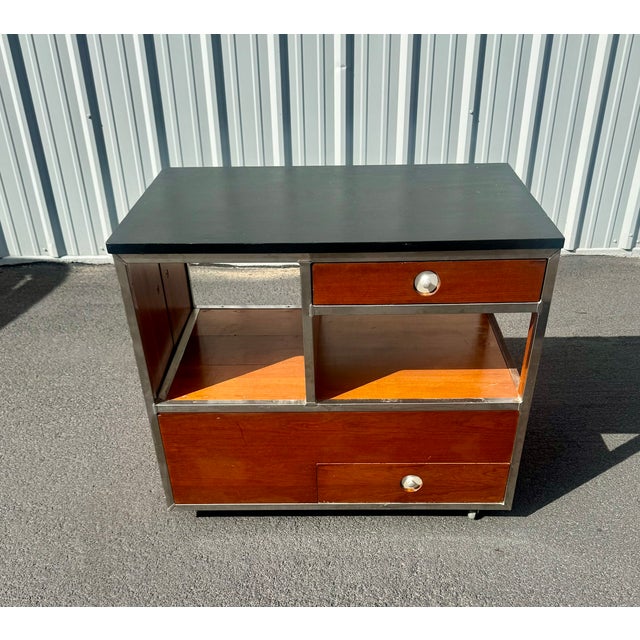 Brown Vintage Mid-Century Medical Cabinet on Wheels by Raymond Loewy for Hill-Rom For Sale - Image 8 of 10