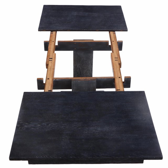 French Dark Cerused Oak Table or Desk, C. 1940 For Sale - Image 4 of 5