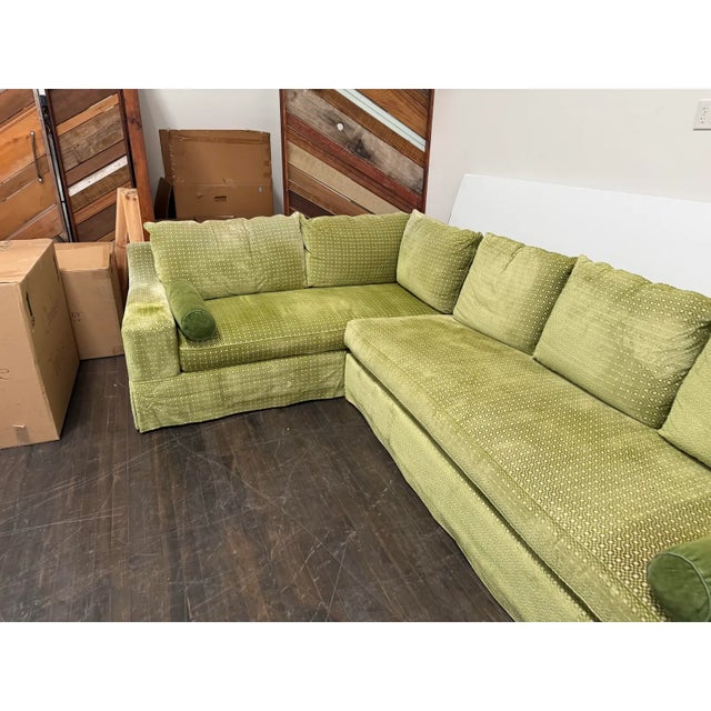 Patricia Edwards for Partridge Bespoke Green Velvet Two Piece Sectional For Sale - Image 12 of 12