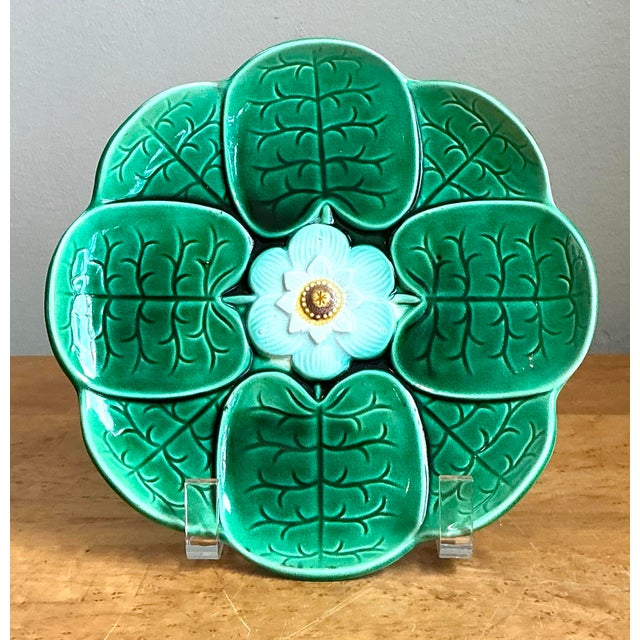 Vintage Majolica Lily Pad Plate For Sale - Image 12 of 12