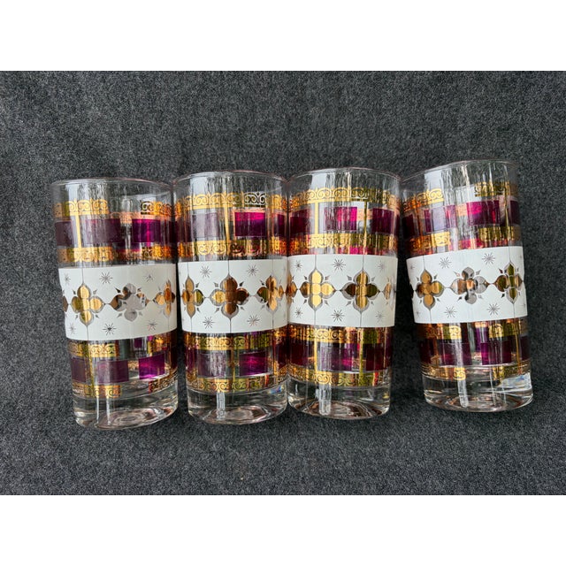 Vintage Mid-Century Modern Culver LTD 22k Starburst Highball Glasses Set of 4 For Sale In New York - Image 6 of 12