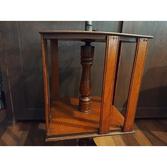 Cinnamon Vintage Book Display Stand Music Table Shelf Wood For Sale - Image 8 of 9