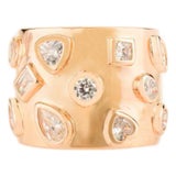 Bold Wide Band Silver Ring With Mixed Shape Cubic Zirconia- Size 7.5 For Sale