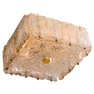 Brass and Glass Flush Mount by Vereinigte Werkstätten München, 1960s For Sale