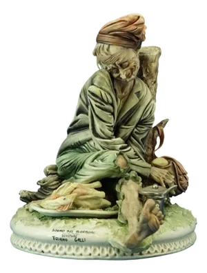 20th Century Porcelain Figurine of Poodle in Ironic Caricatural Style by Tiziano Galli, Italy, 1950s