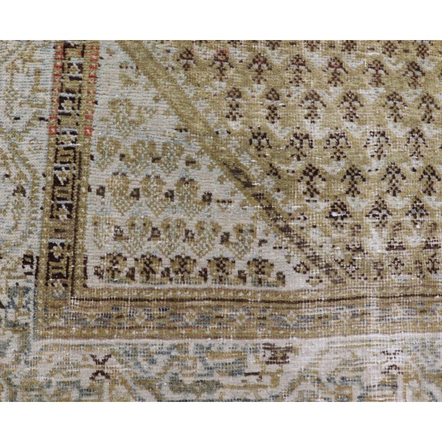 Textile Antique Saraband Persian Rug With Small Paisley in Chartreuse Yellow Background For Sale - Image 7 of 12