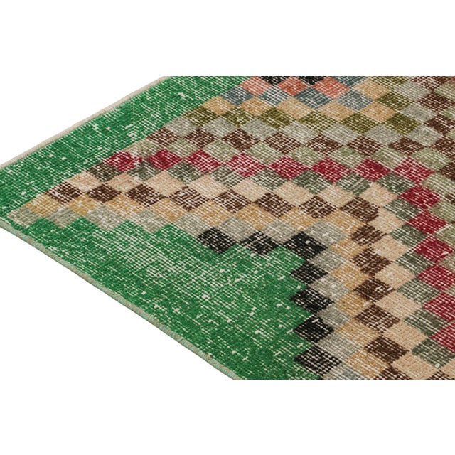 1960s 1960s Vintage Zeki Müren Runner in Polychromatic Geometric Patterns, by Rug & Kilim For Sale - Image 5 of 8