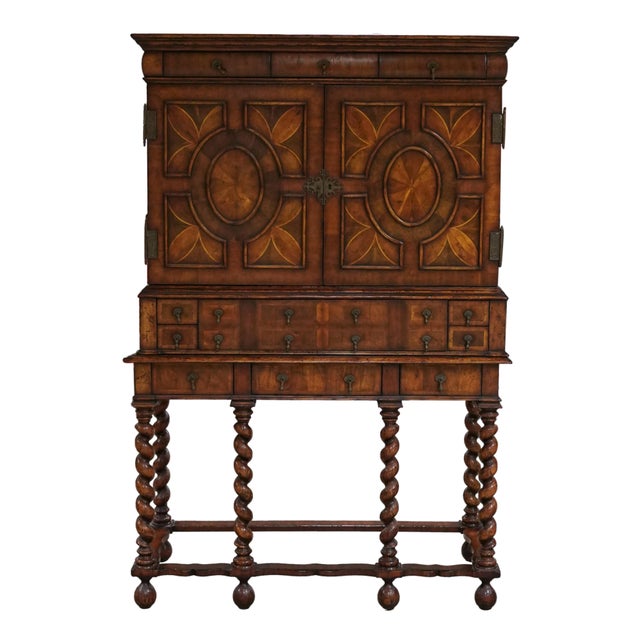 English Jonathan Charles Secretary Windsor Collection William and Mary Walnut Cabinet on Stand With Oyster Veneers 20th C For Sale - Image 3 of 15