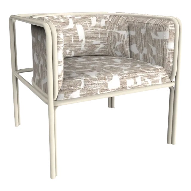 Collector Az1 Armchair Douce Folie Grége Fabric and White Lacquered Metal by Francesco Zonca For Sale