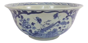 Contemporary Large Chinoiserie Pheasant Bowl