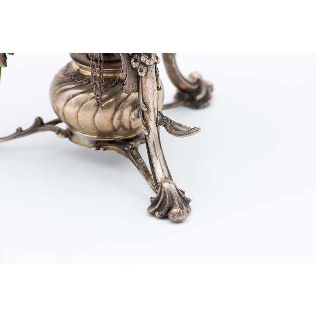 Fluted Silver Kettle on Trivet with Raised Circular Feet, Lamp and Chestnut Handle For Sale - Image 5 of 7