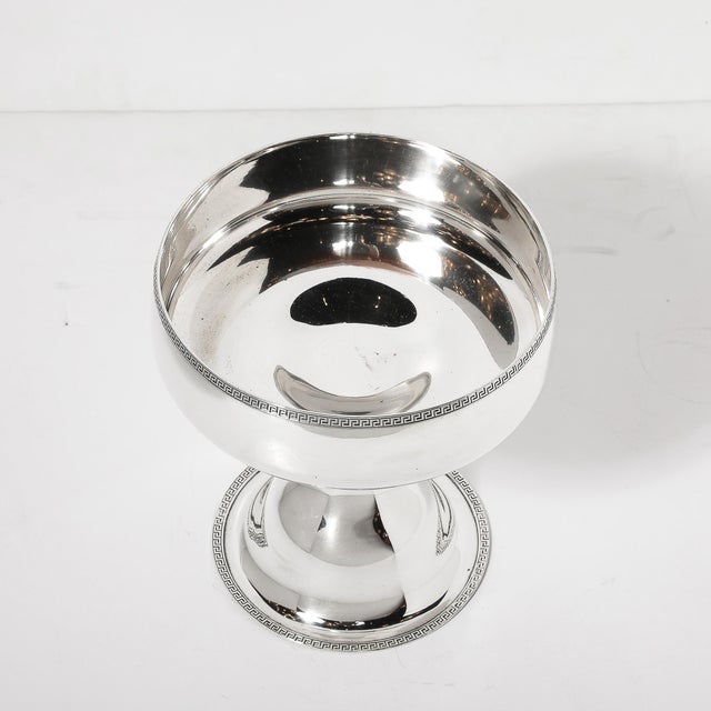Metal Mid-Century Modernist Greek Key Sterling Plated Footed Bowl Signed Sheffield For Sale - Image 7 of 12