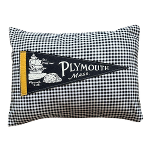 Massachusetts Plymouth Vintage Pennant on New Woven Throw Pillow