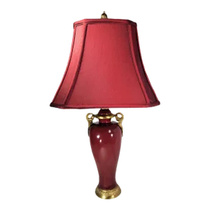 Oxblood Porcelain Ginger Jar Handled Table Lamp