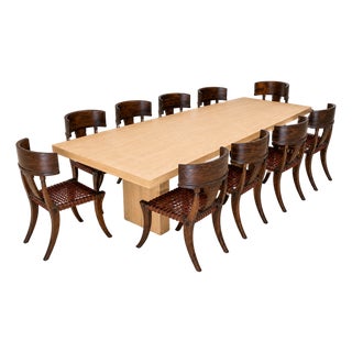 Klismos Style Solid Walnut Dining Chairs -Set of 10 For Sale