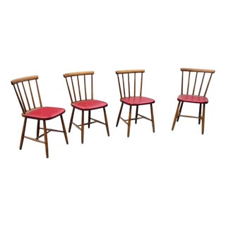 Mid-Century Spindle Chairs, 1960s, Set of 4 For Sale