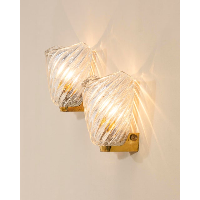Mid-Century Modern Murano Glass Wall Lamps by Venini, 1950, Set of 2 For Sale - Image 3 of 7