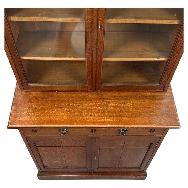 2000 - 2009 Antique Early 20th Century English Arts and Crafts Oak Bookcase For Sale - Image 5 of 11