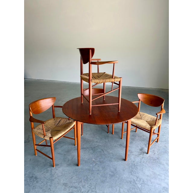 Mid Century Modern Danish Teak Dining Set, Table and 4 Chairs, attributed to Peter Hvidt and Orla Molgaard for Soborg...
