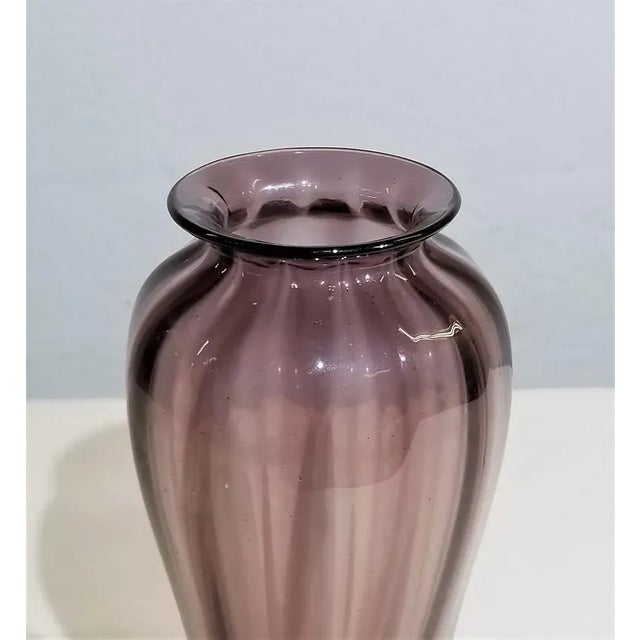 Venini 1920s Murano Glass Costolato Vase For Sale - Image 4 of 9
