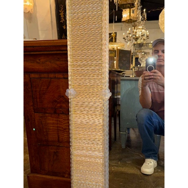 Modern Modern Murano Twist Glass Rod Mirror in Light Gold For Sale - Image 3 of 6