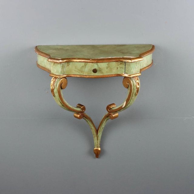 Drop-Shaped Console Table in Fir with Faux Marble Finish For Sale - Image 10 of 10