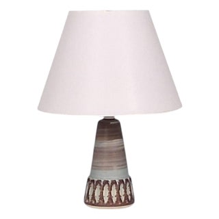 1960s Danish Modern, Table Lamp, Blue and Brown Glazed Stoneware For Sale